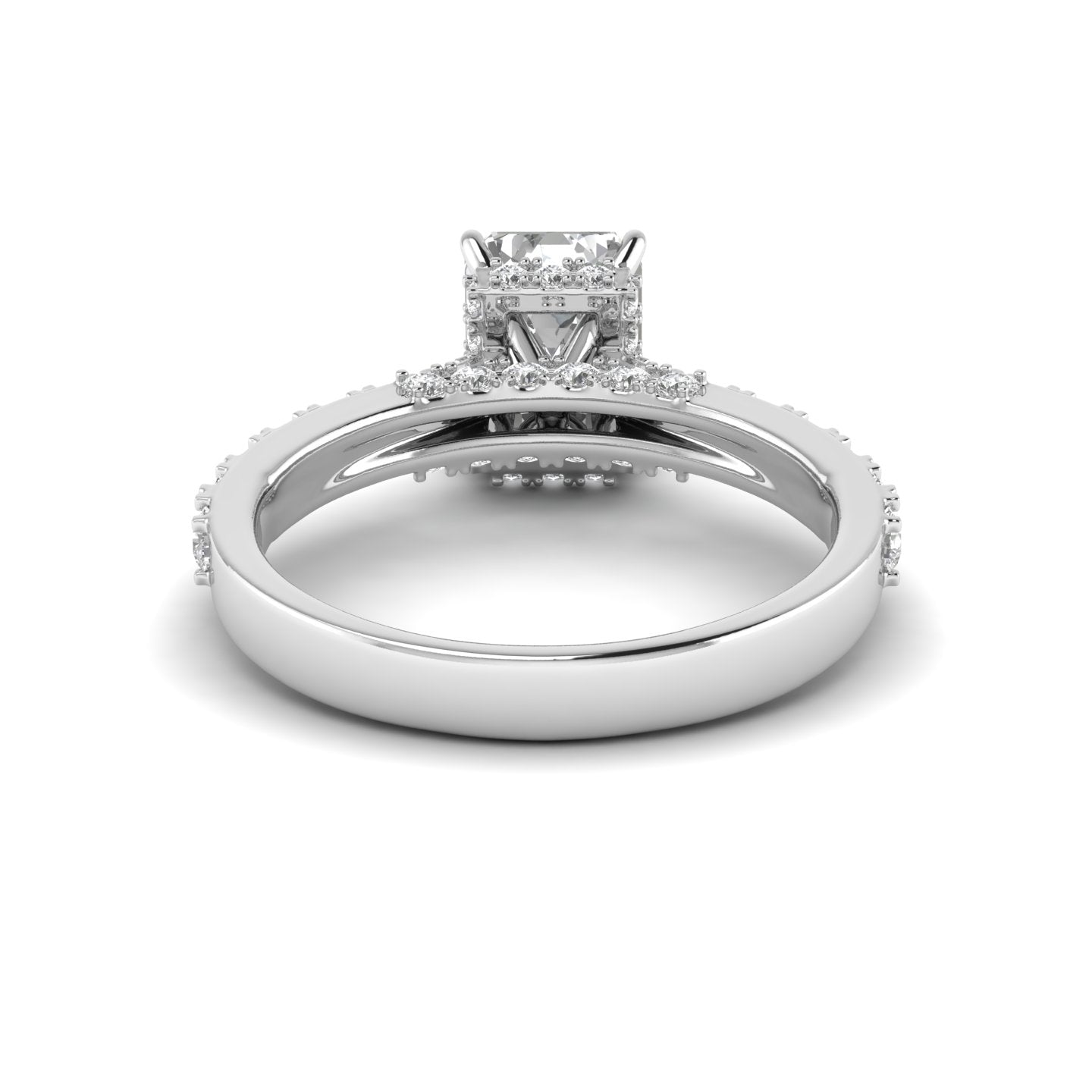 White Gold Studded 2.786 Carat Lab Grown Diamond Ring-E Color VS2 Clarity.